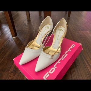 Italy White Calf Leather High Heel Shoes 38